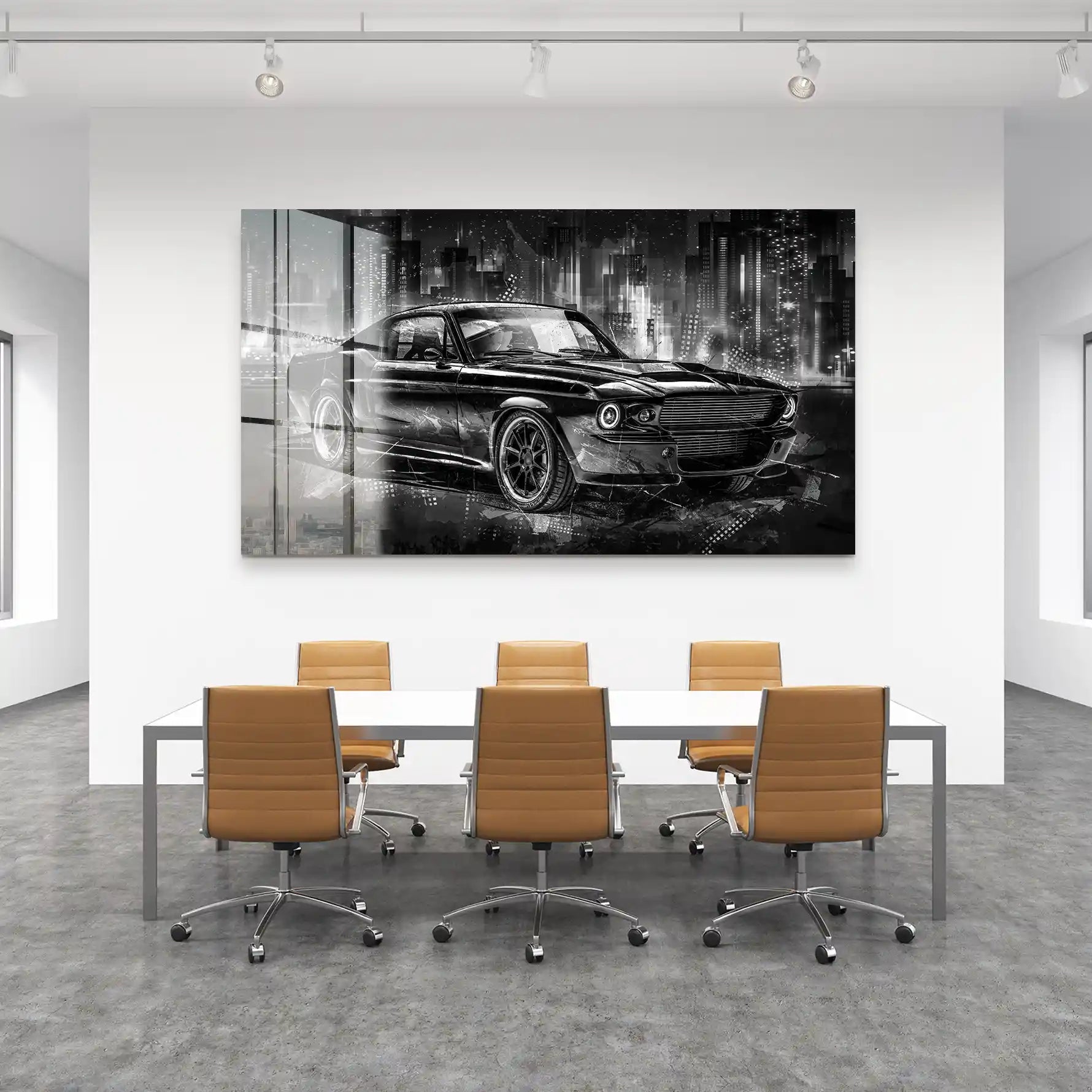Ford Mustang Retro City Acrylglas Bild INGALERIE