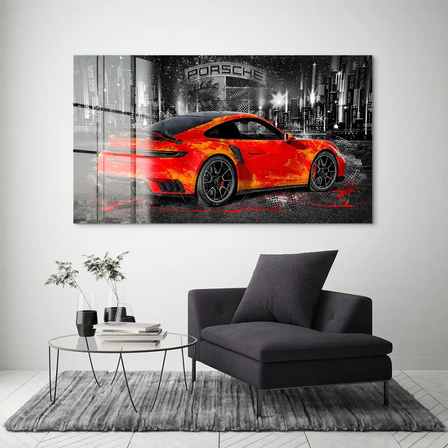 Porsche 911 Turbo Abstrakt Orange Acrylglas Bild INGALERIE