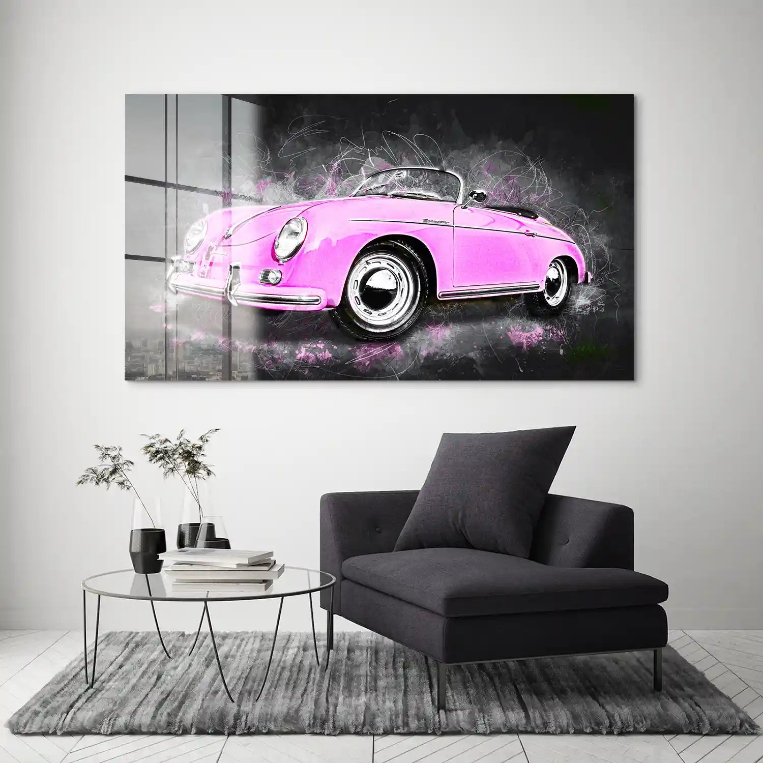 Pink Porsche Speedster Abstrakt Style Acrylglas Bild INGALERIE