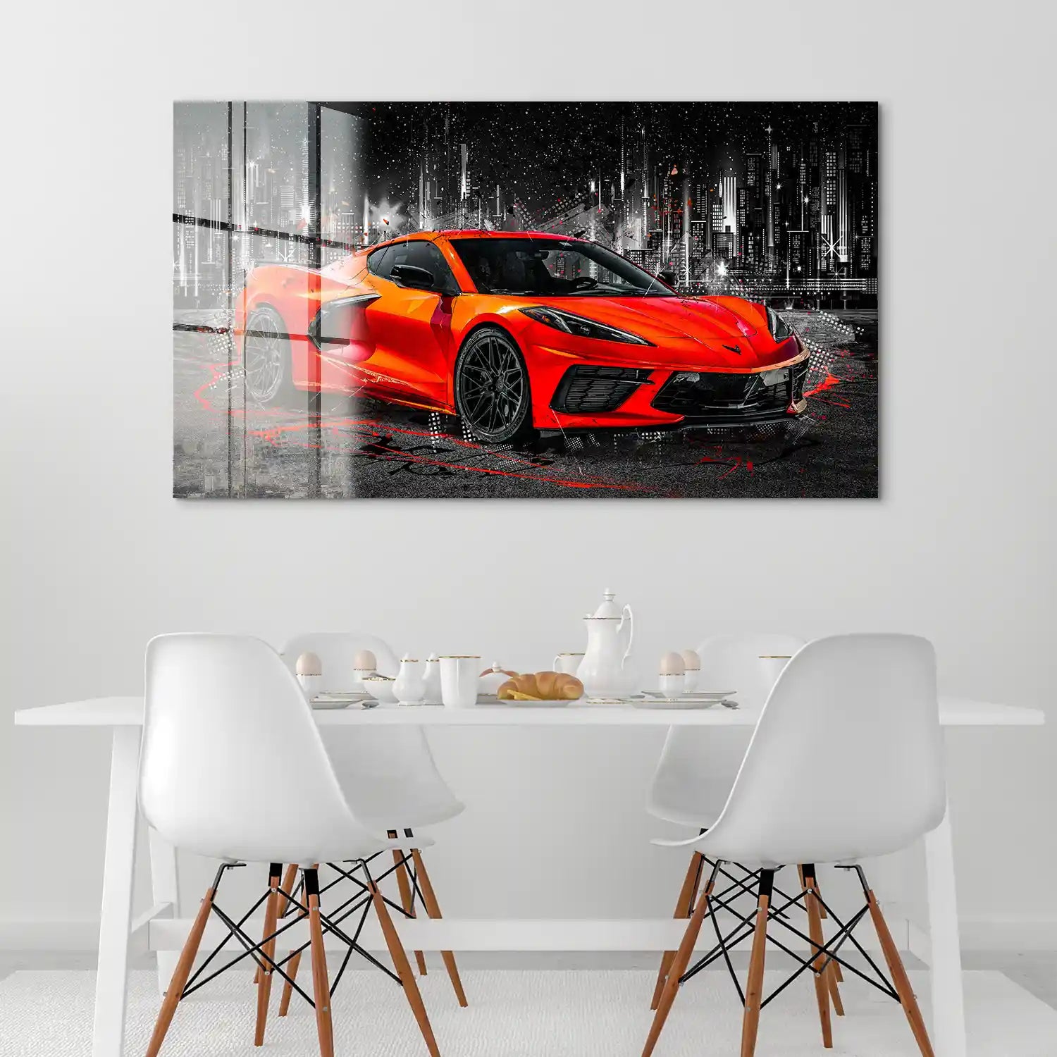 Corvette C8 Abstrakt Rot Acrylglas Bild INGALERIE