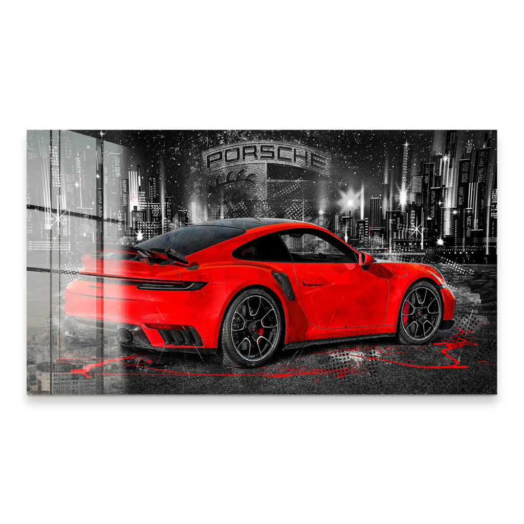 Porsche 911 Turbo Abstrakt Rot Acrylglas Bild INGALERIE