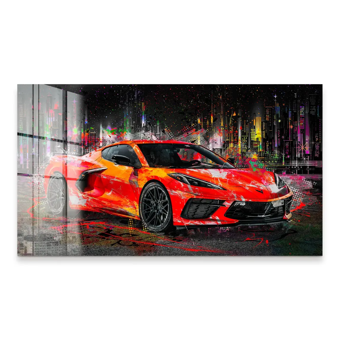 Corvette C8 Abstrak Red Style Acrylglas Bild INGALERIE