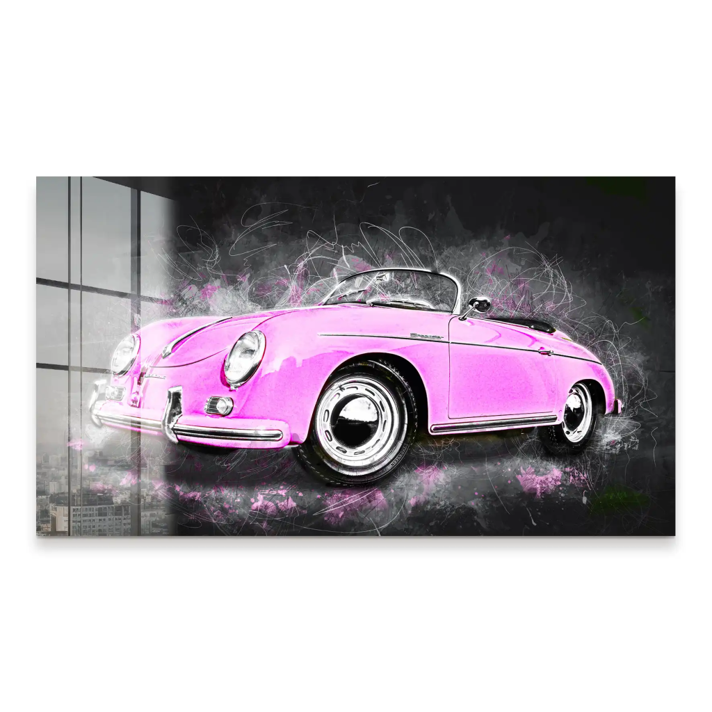 Pink Porsche Speedster Abstrakt Style Acrylglas Bild INGALERIE