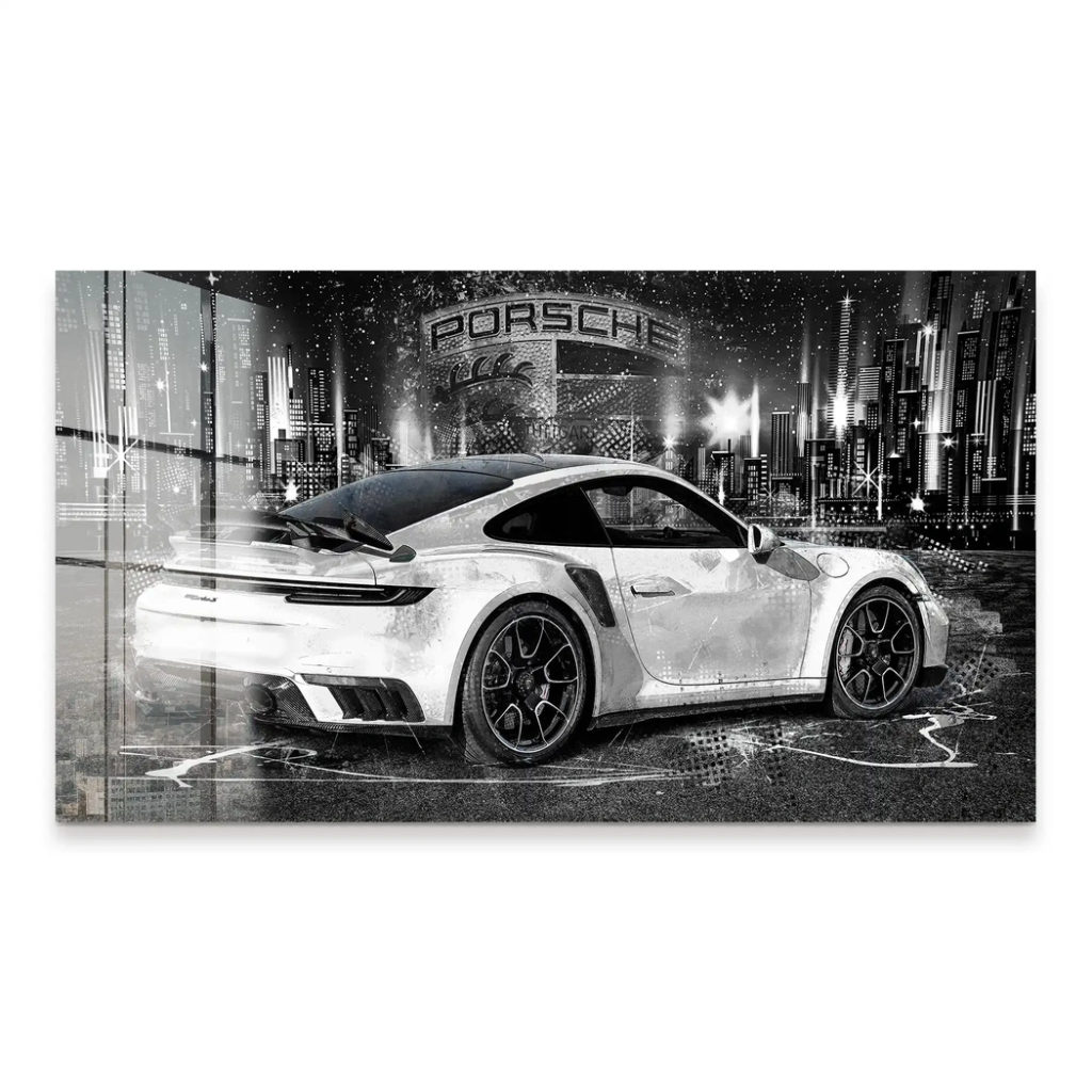 Porsche 911 Turbo Abstrakt White Acrylglas Bild INGALERIE