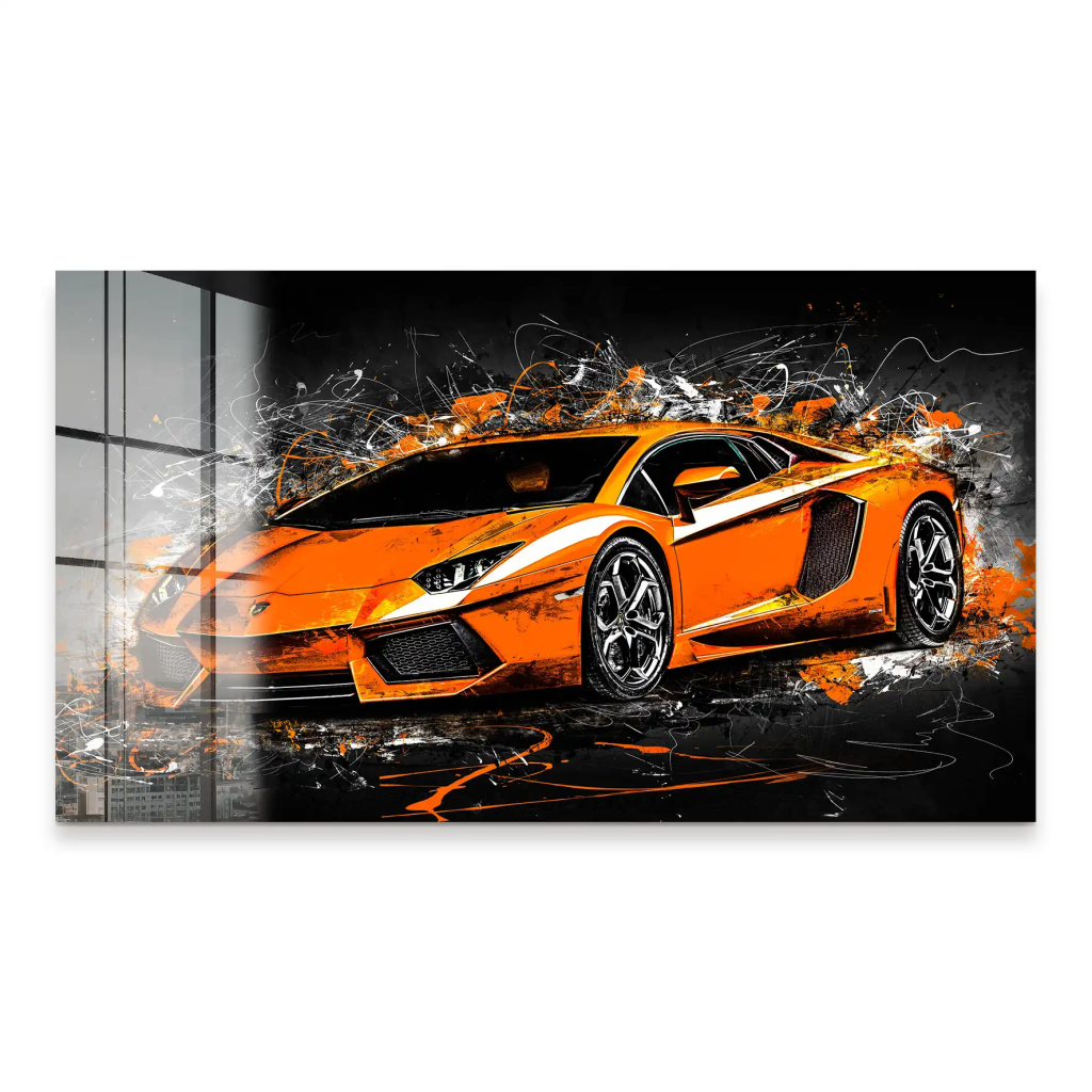 Lambo Aventador Abstrakt Orange Acrylglas Bild INGALERIE