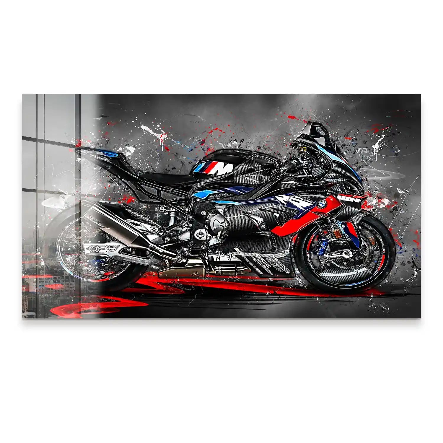 BMW M1000 Motorrad Abstrakt Black Style Acrylglas Bild INGALERIE