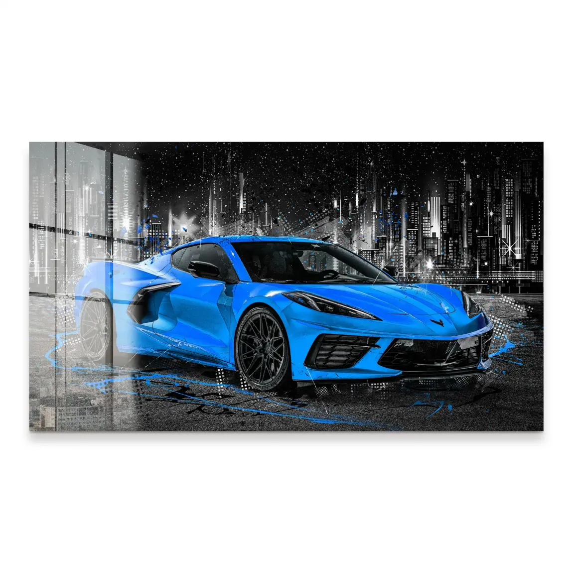 Corvette C8 Abstrak Blue Style Acrylglas Bild INGALERIE