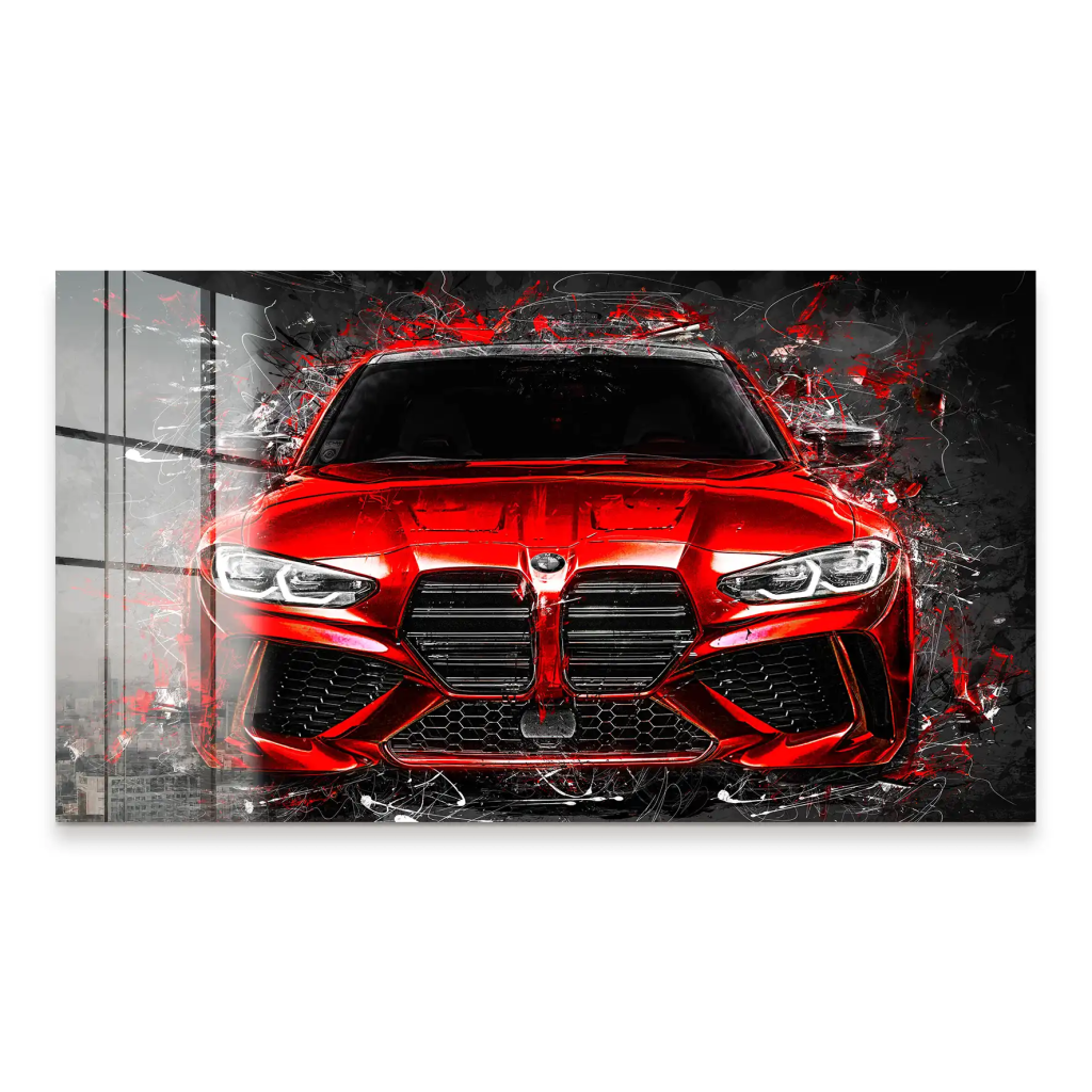 BMW M4 Abstrakt Red Style Acrylglas Bild INGALERIE