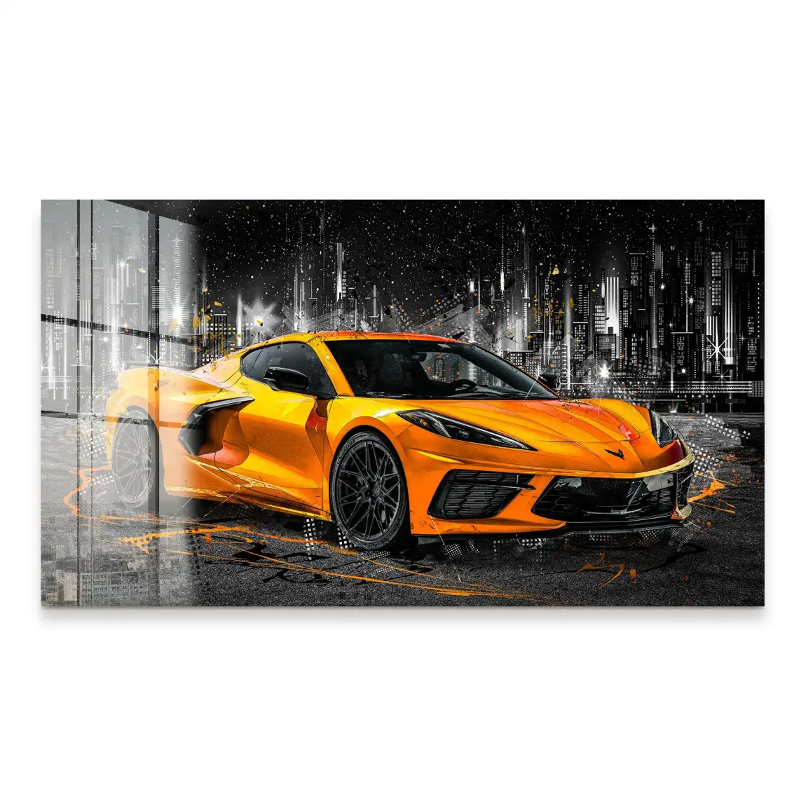 Corvette C8 Abstrak Orange Style Acrylglas Bild INGALERIE