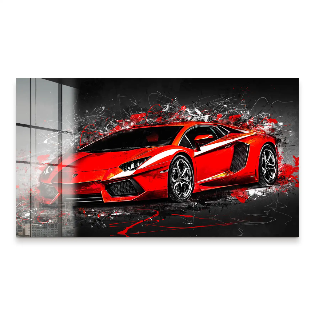 Lambo Aventador Abstrakt Rot Acrylglas Bild INGALERIE