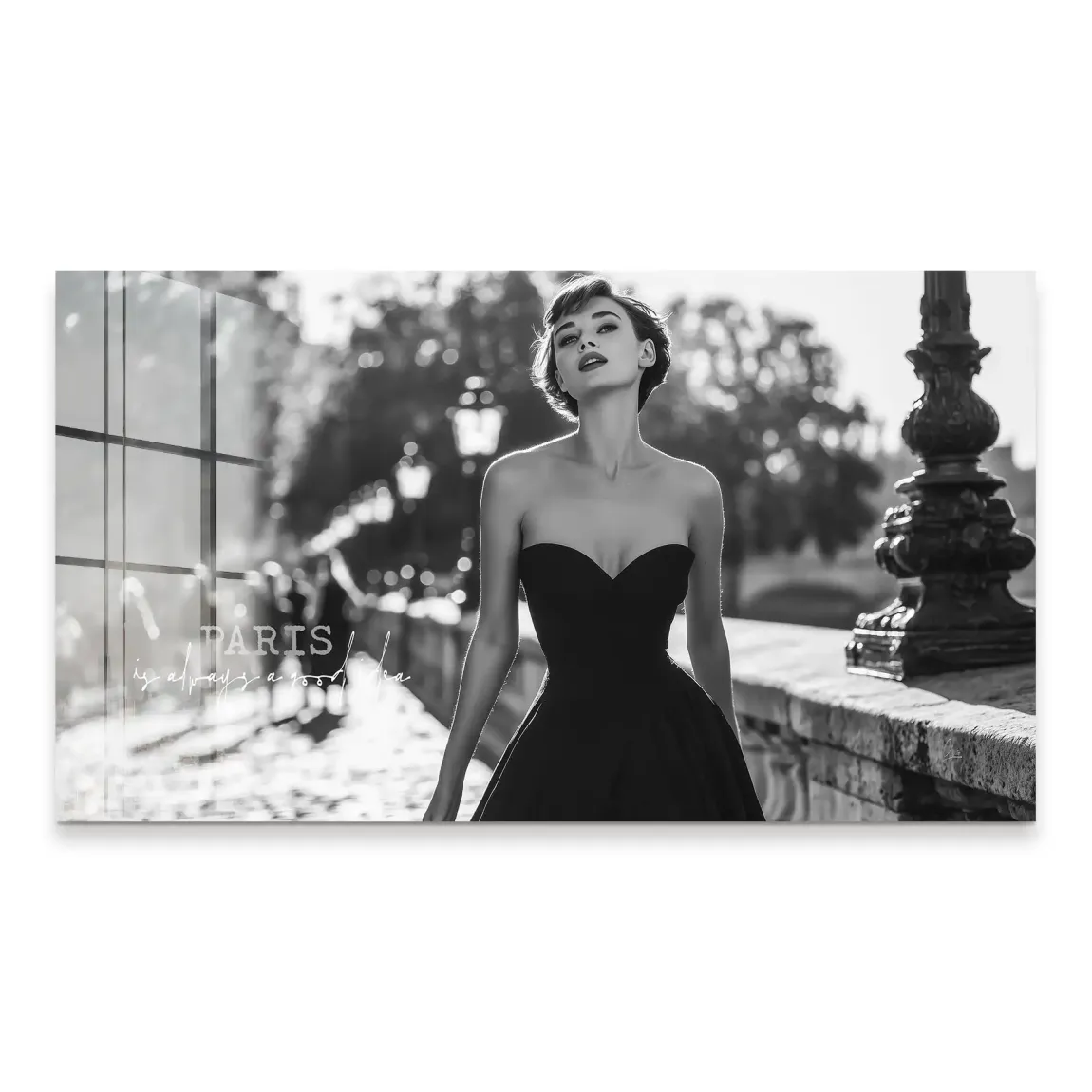 Audrey walk in Paris Acrylglas Bild