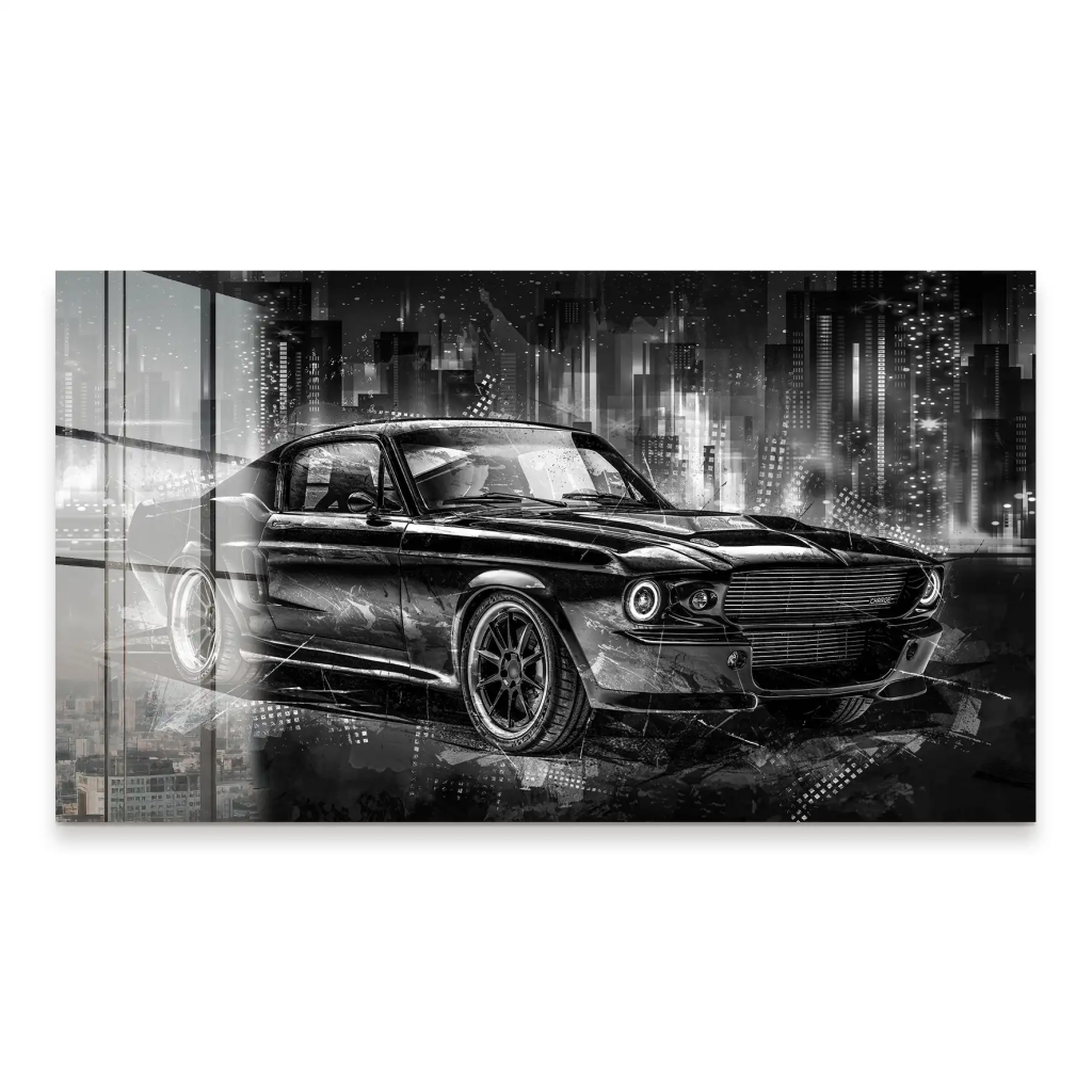 Ford Mustang Retro City Acrylglas Bild INGALERIE