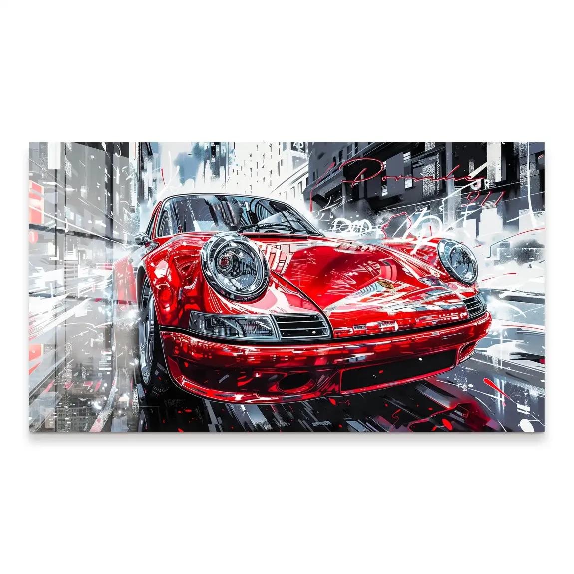 Porsche 911 Red City Acrylglas Bild