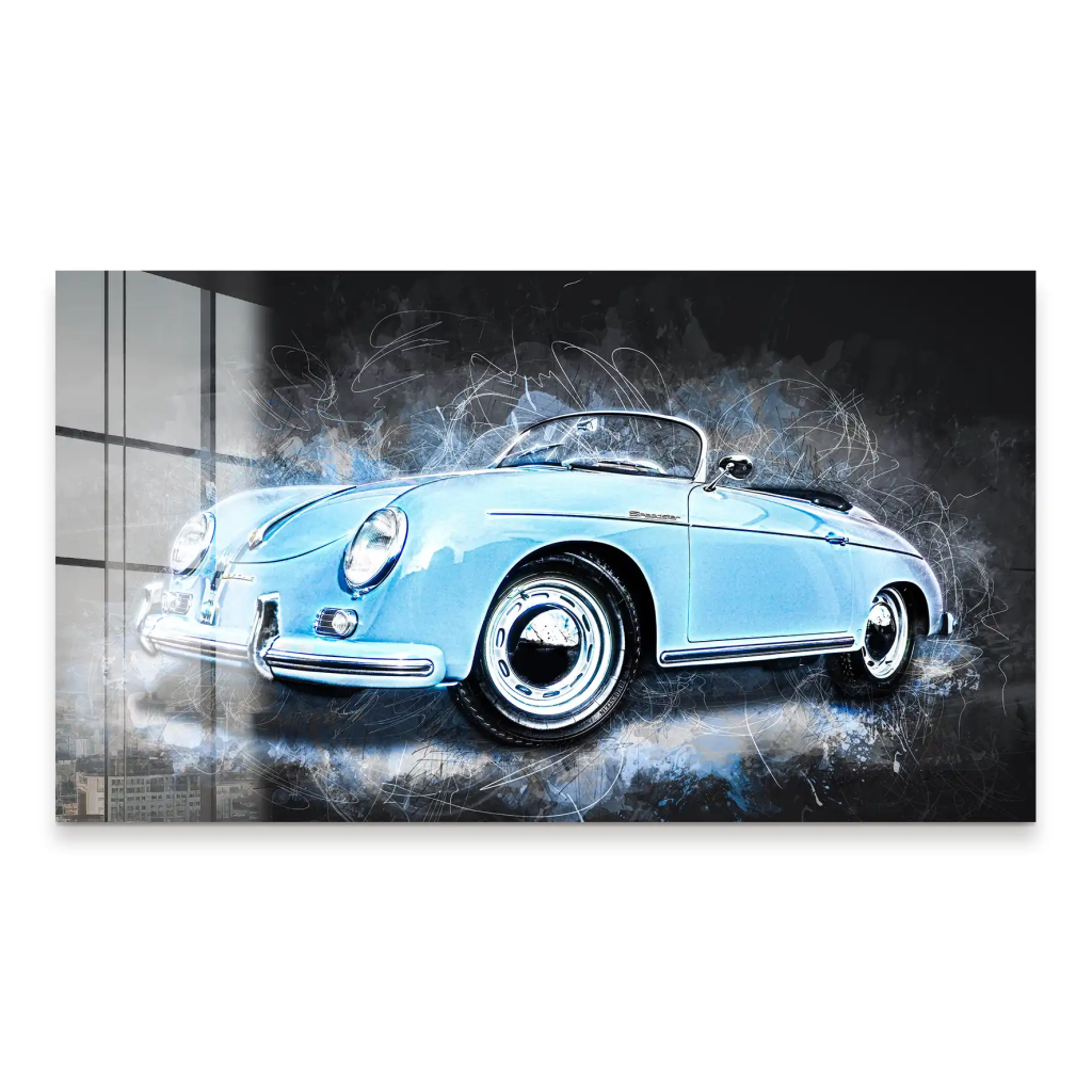 Blue Porsche Speedster Abstrakt Style Acrylglas Bild INGALERIE