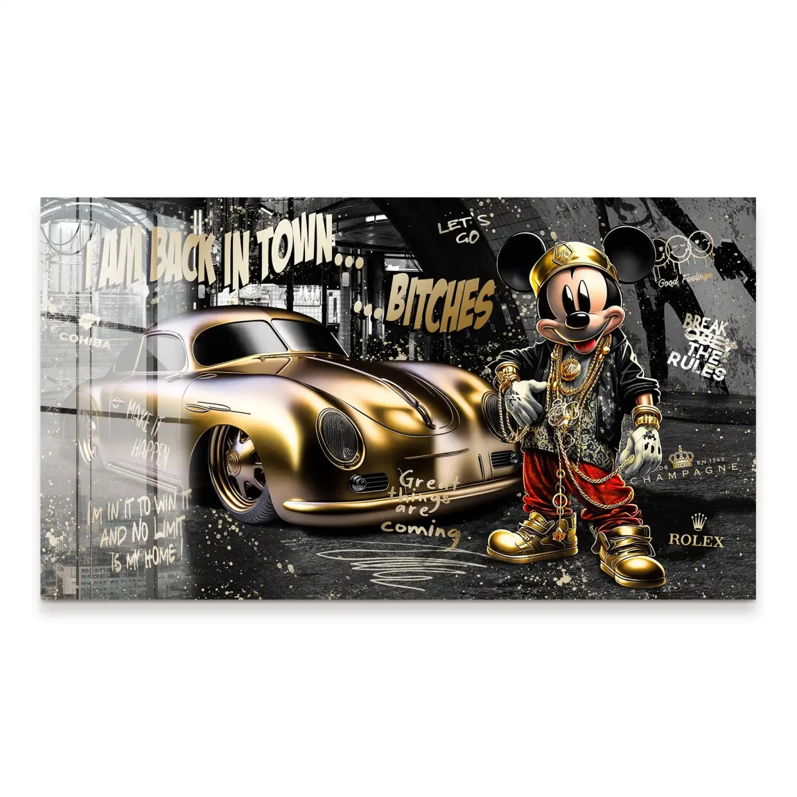 Mickey Gold 356 Porsche Acrylglas Bild