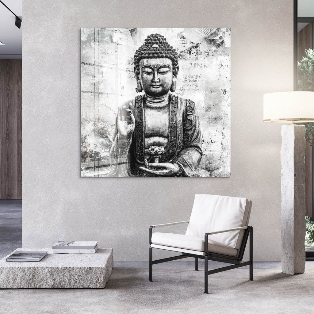 Buddha Abstrakt Black & White Acrylglas Bild INGALERIE