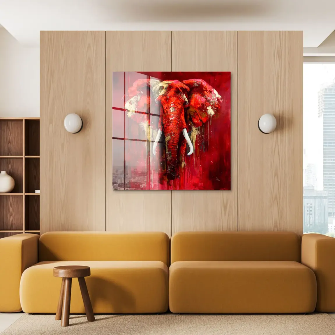 Roter Elefant Acrylglasbild