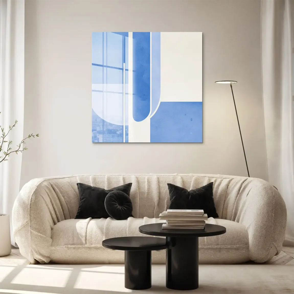 Blaue Geometrie Acrylglasbild