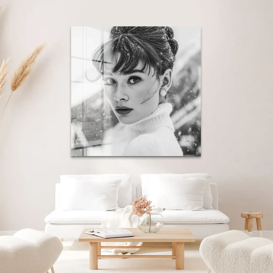Audrey Hepburn Winter Portrait Acrylglas Bild