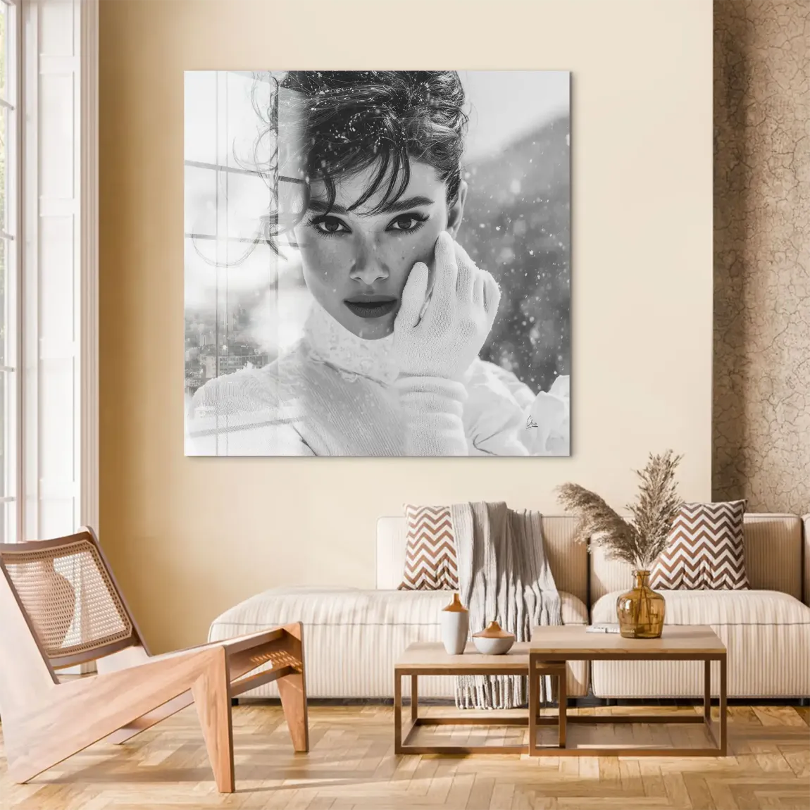 Audrey Hepburn Snow Portrait Acrylglas Bild