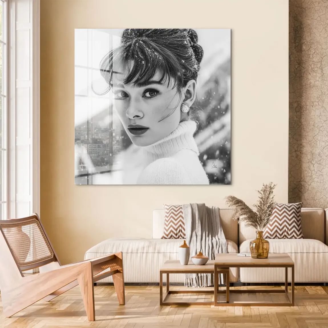 Audrey Hepburn Winter Portrait Acrylglas Bild