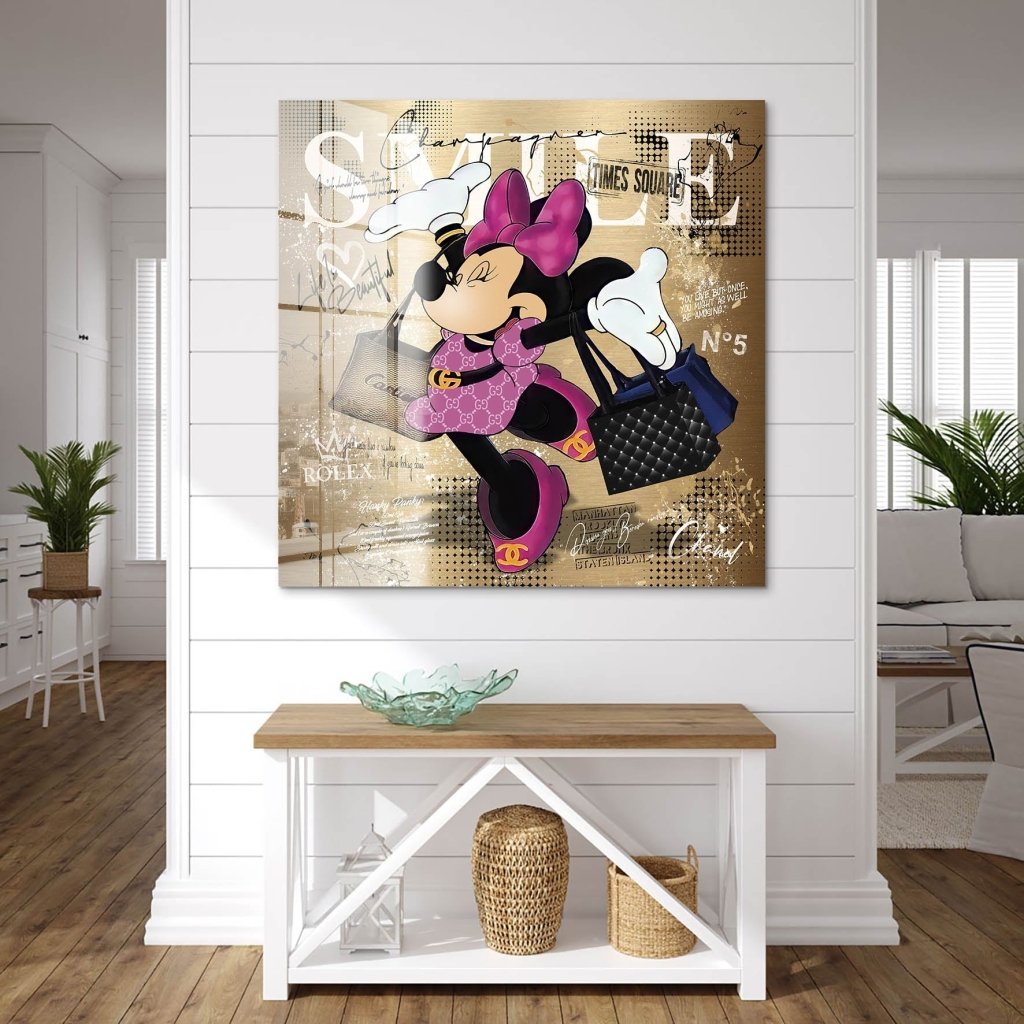 Minnie Smile Gold Pop Art Acrylglas Bild INGALERIE