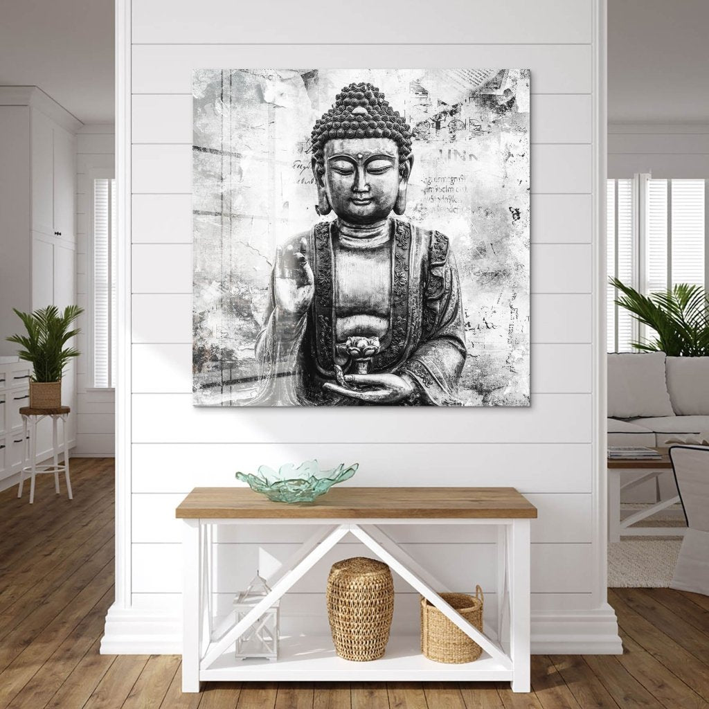 Buddha Abstrakt Black & White Acrylglas Bild INGALERIE