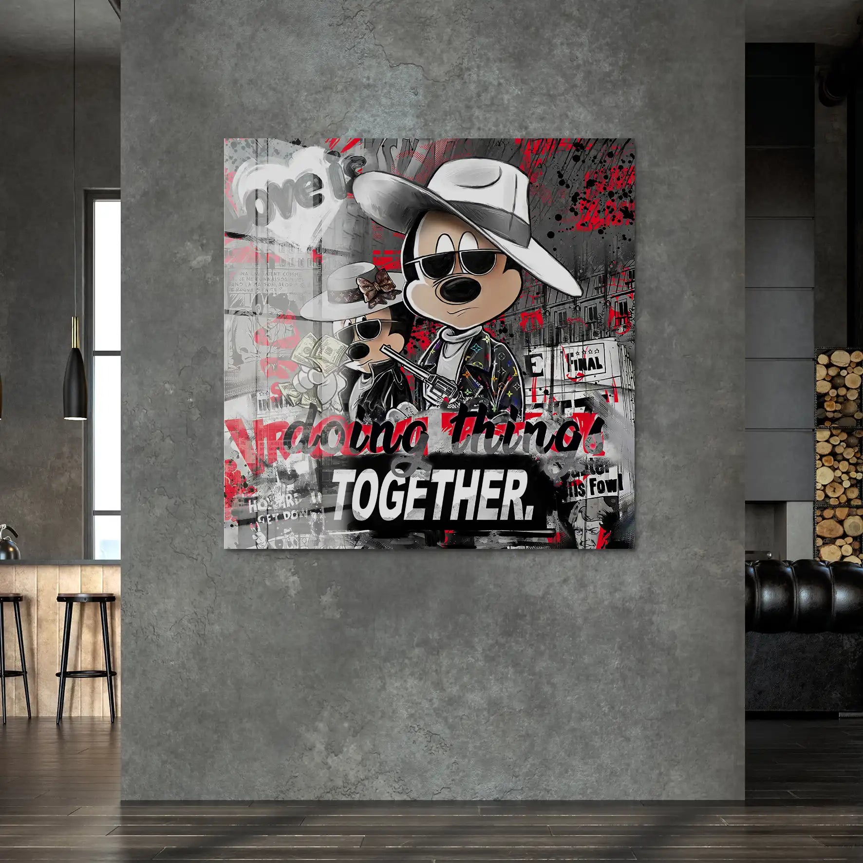 Micky & Minnie Gangster Streetart Acrylglas Bild INGALERIE