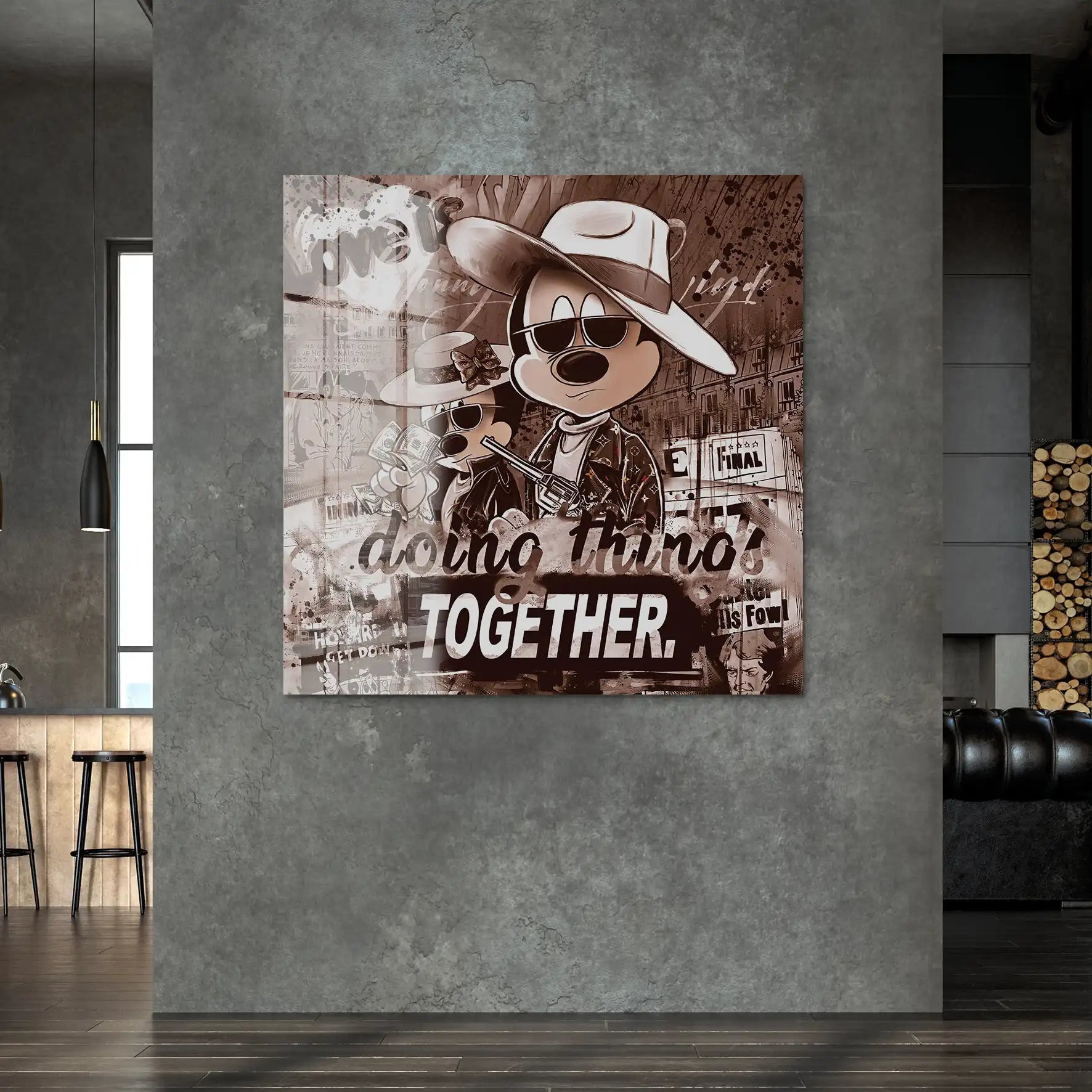 Micky & Minnie Gangster Retro Style Acrylglas Bild INGALERIE