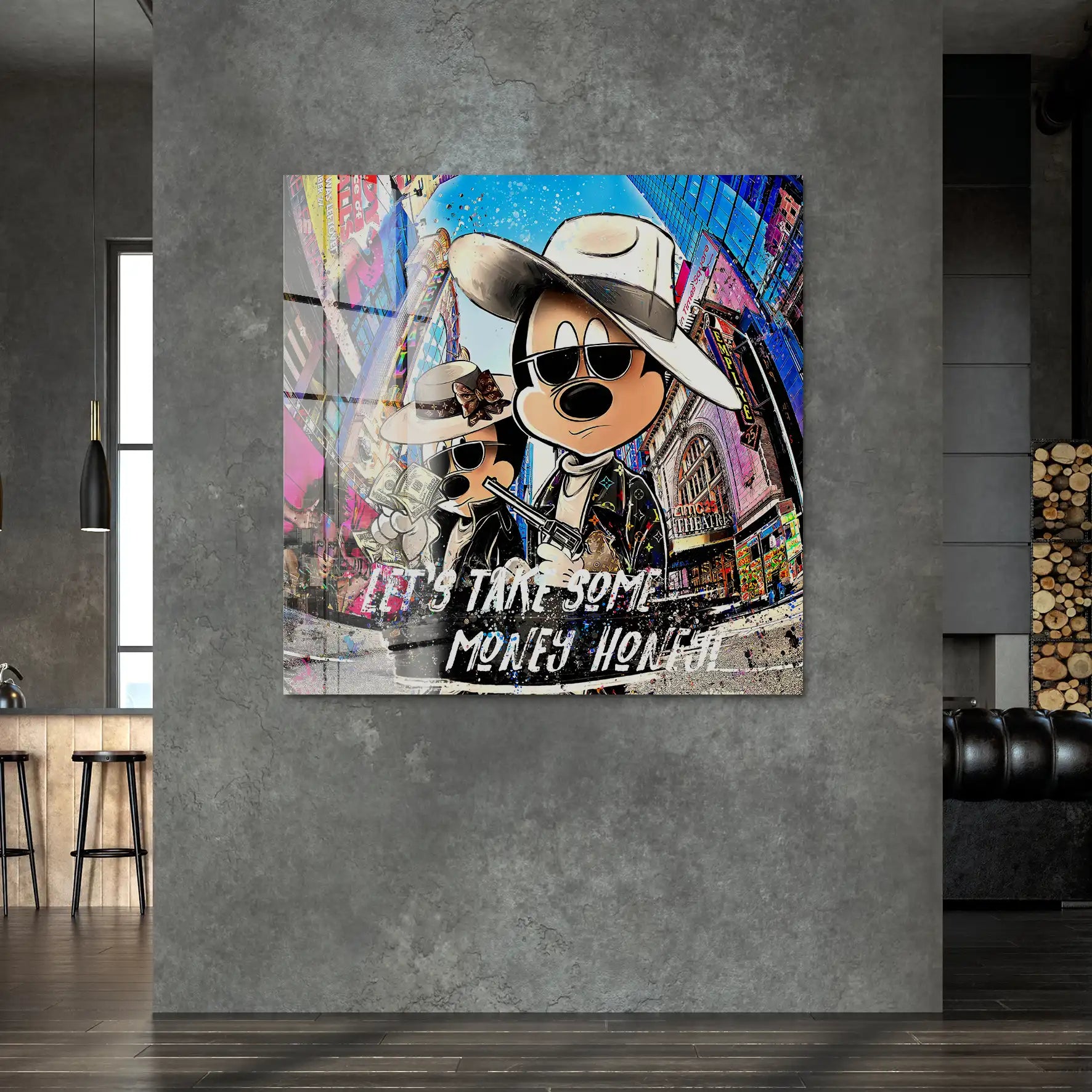 Micky & Minnie Gangster Goes Shopping Acrylglas Bild INGALERIE