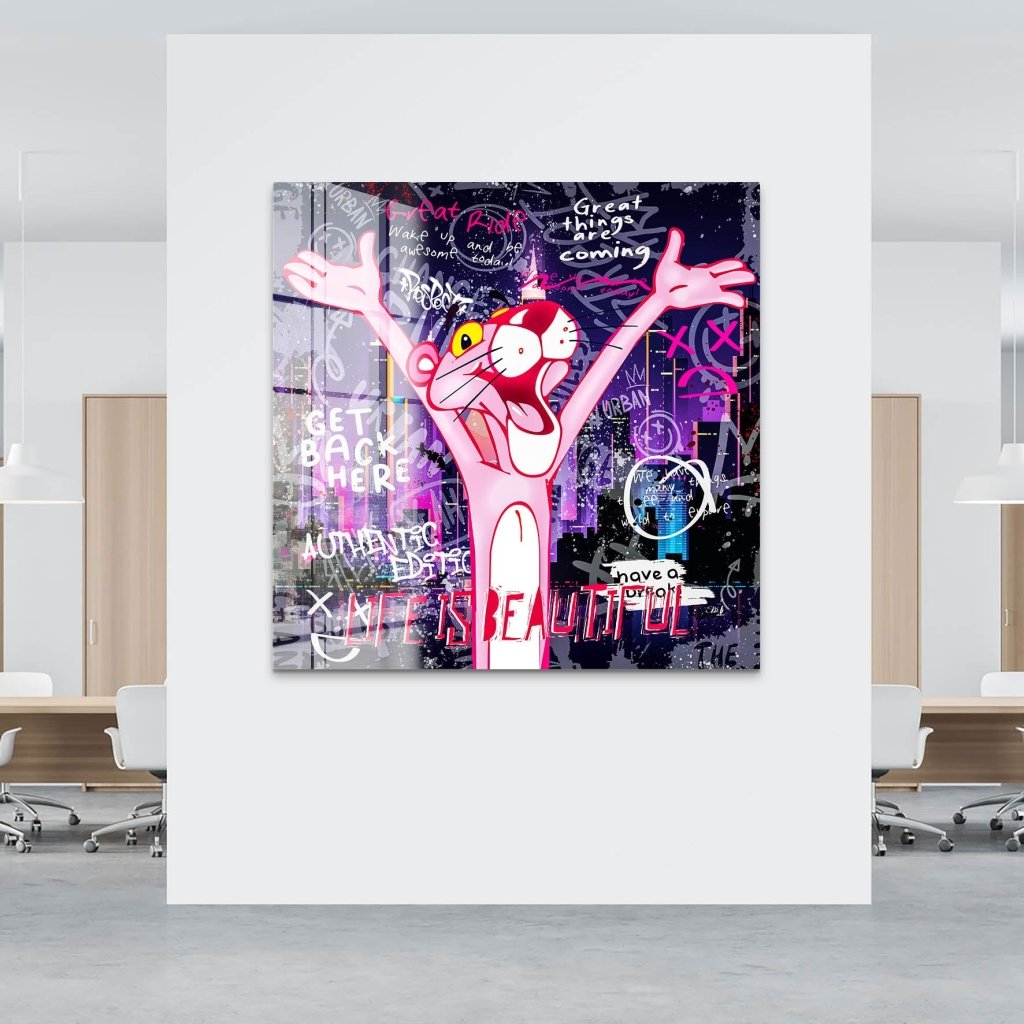 Pink Panther Street Art Acrylglas Bild INGALERIE