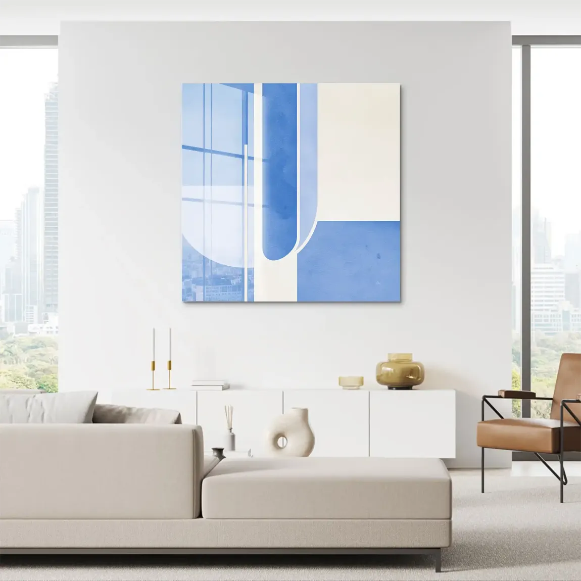 Blaue Geometrie Acrylglasbild