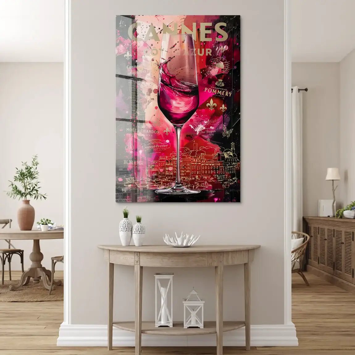 Cannes Champagner Pop Art Acrylglas Bild INGALERIE