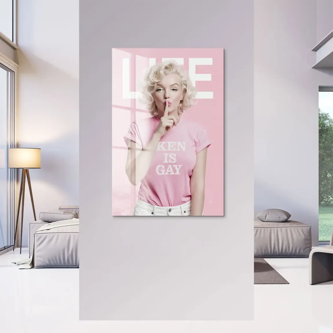 Marilyn Monroe Ken is Gay Acrylglasbild
