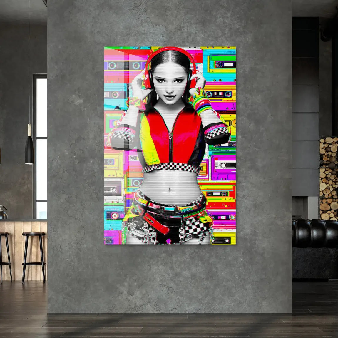 Retro DJ Girl Acrylglas Bild