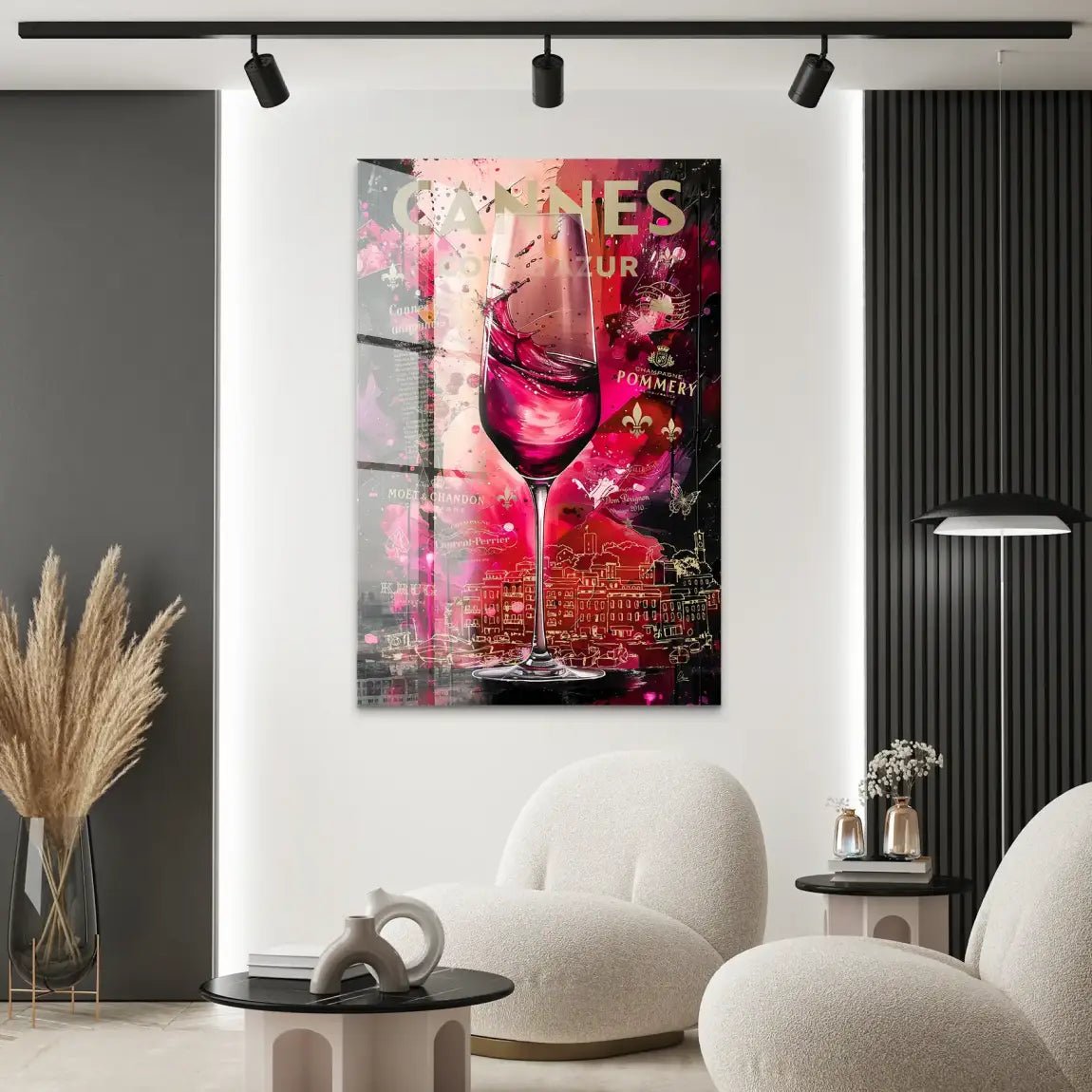 Cannes Champagner Pop Art Acrylglas Bild INGALERIE