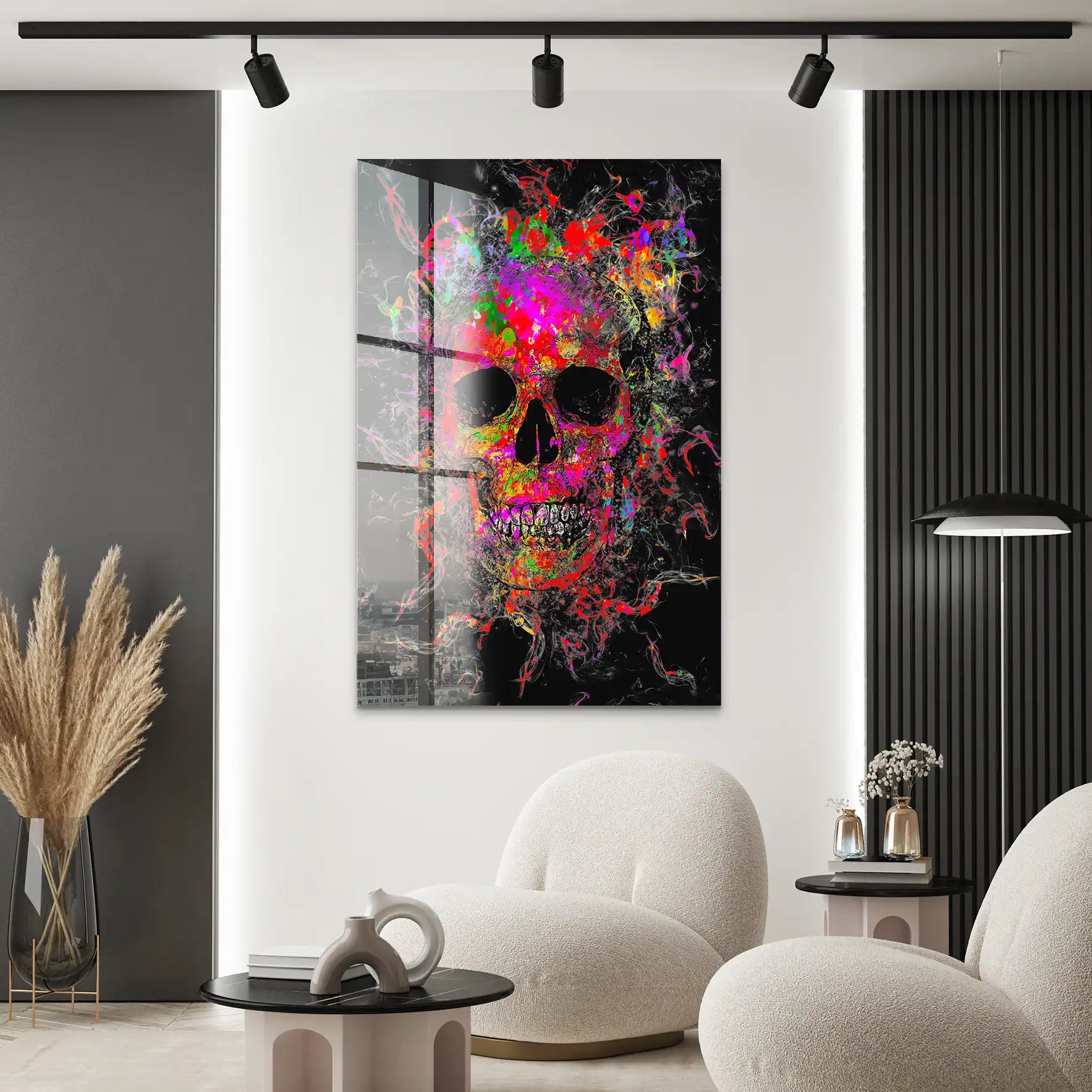 Totenkopf Abstrakt Color Acrylglas Bild INGALERIE