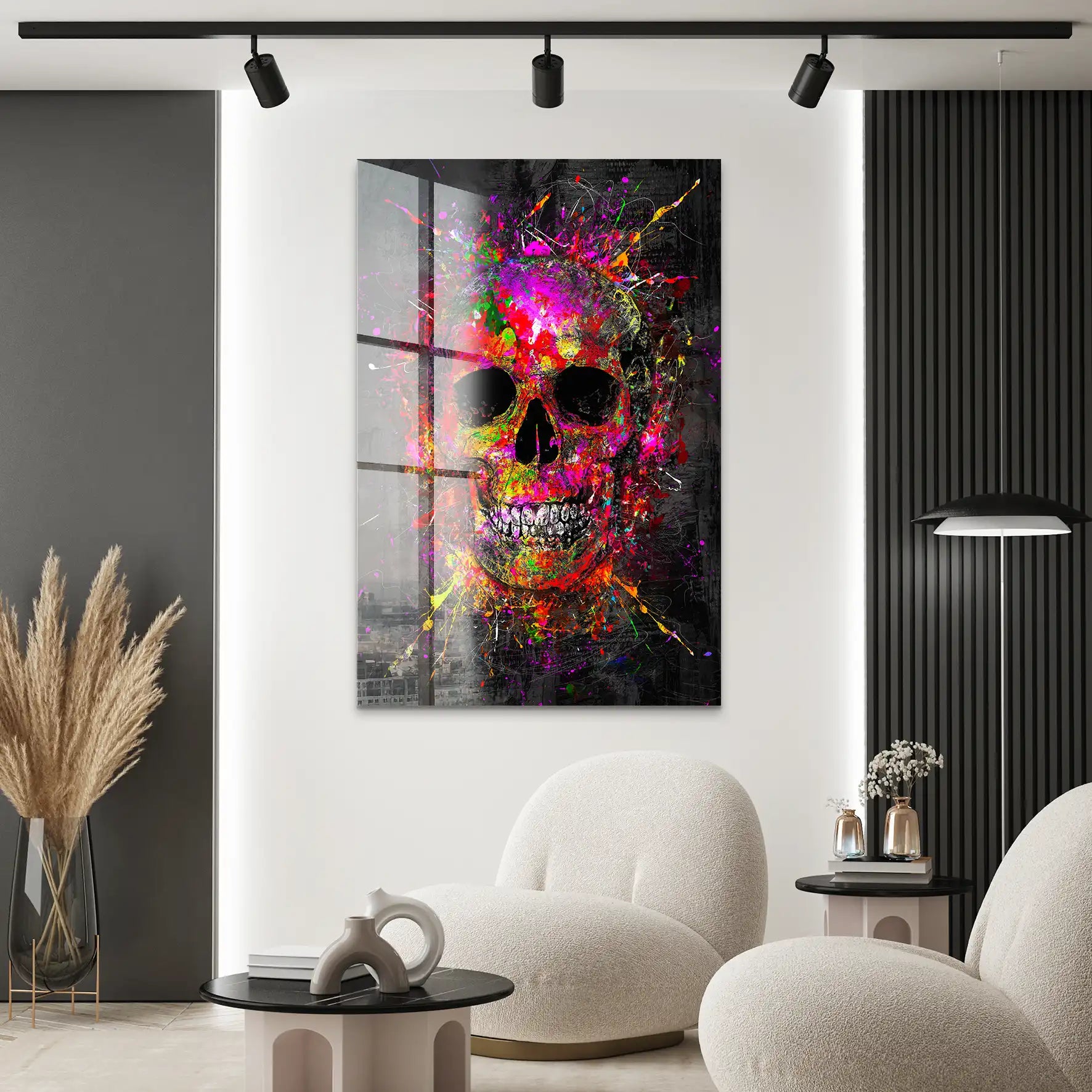 Totenkopf Abstrakt Color Art Acrylglas Bild INGALERIE