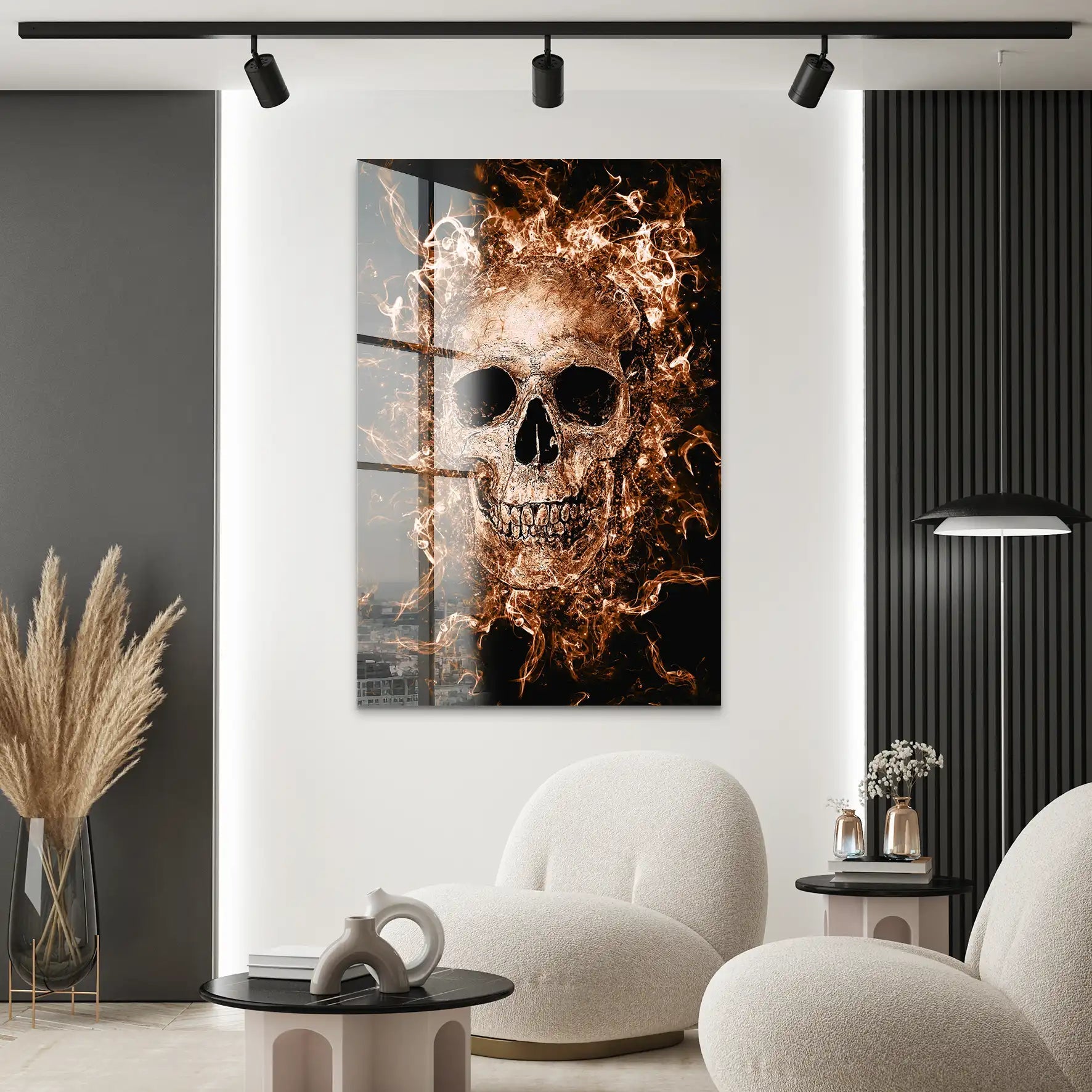 Totenkopf Abstrakt Retro Acrylglas Bild INGALERIE