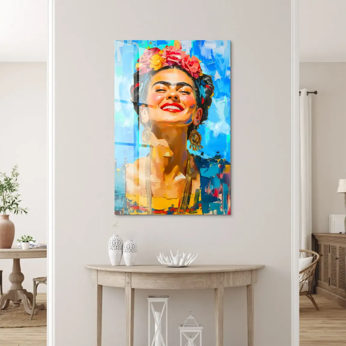Frida buntes Leben Acrylglasbild