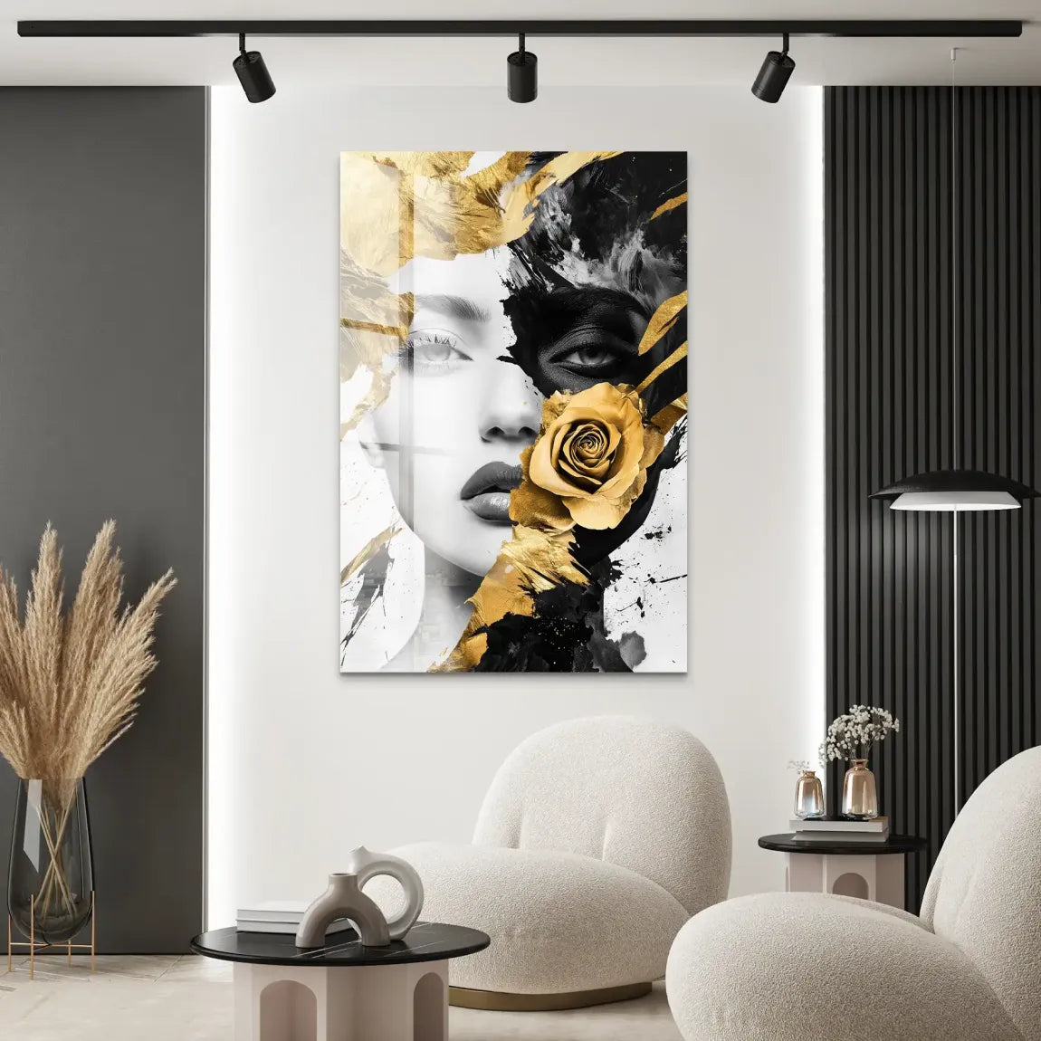 Goldene Dualität mit schwarzer Eleganz Acrylglas Bild INGALERIE