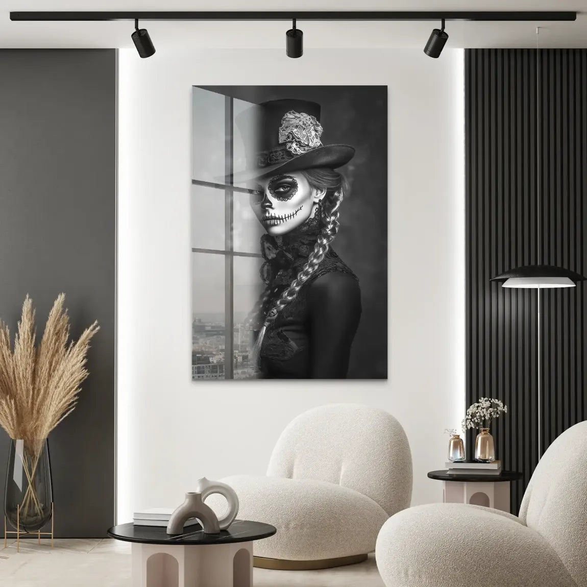 La Catrina Noir – Stil trifft Schattenkunst Acrylglas Bild INGALERIE