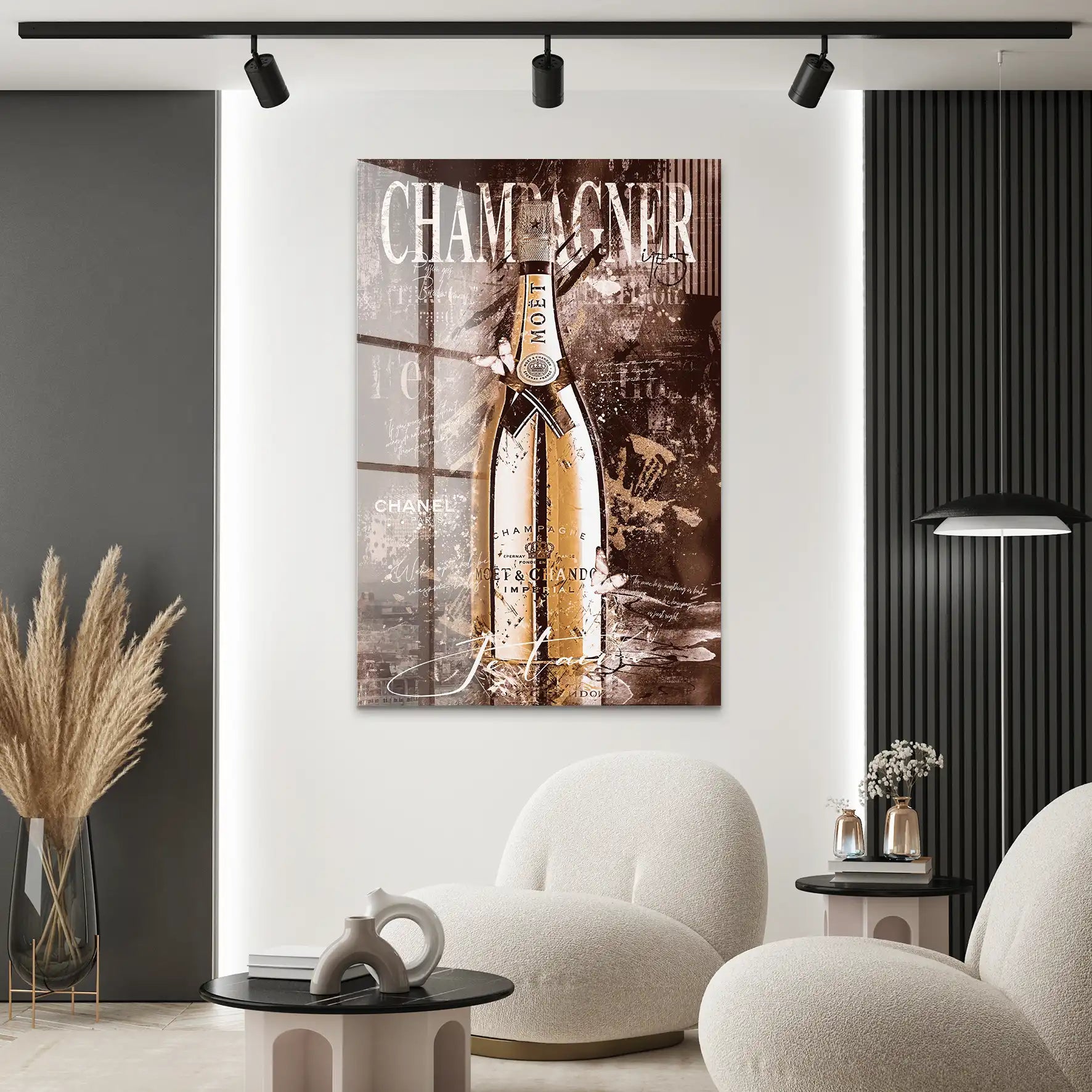 Champagner Je Taime Retro Acrylglas Bild INGALERIE