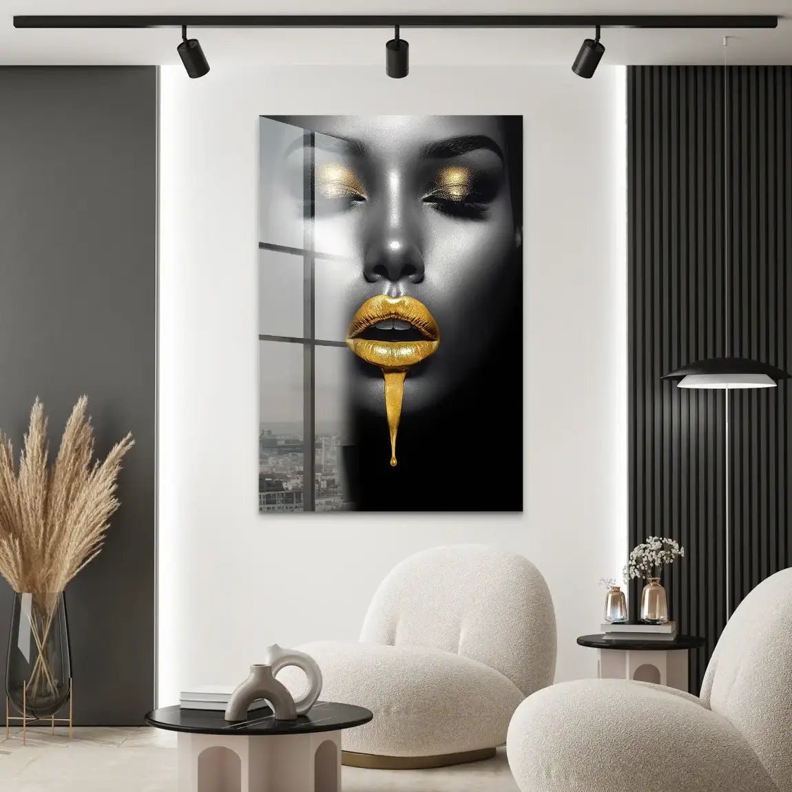 Gold Lips Beauty Acrylglas Bild INGALERIE