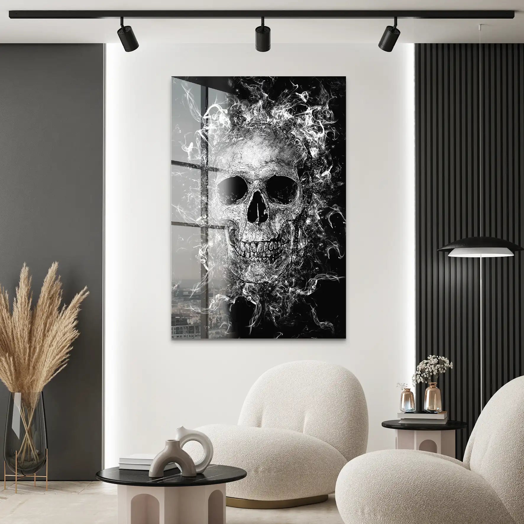 Totenkopf Abstrakt Black Acrylglas Bild INGALERIE