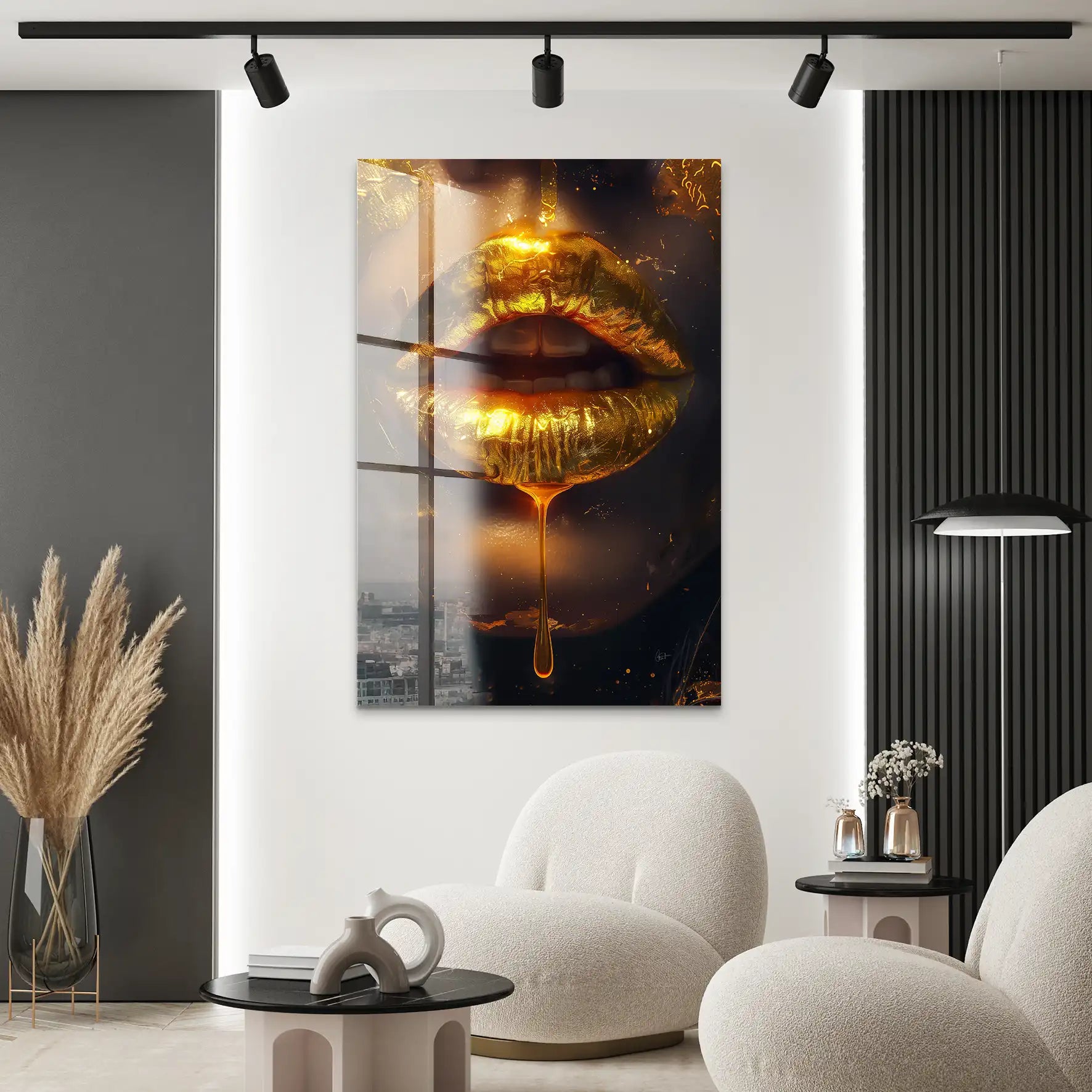 Sweet Gold Lips Acrylglas Bild INGALERIE