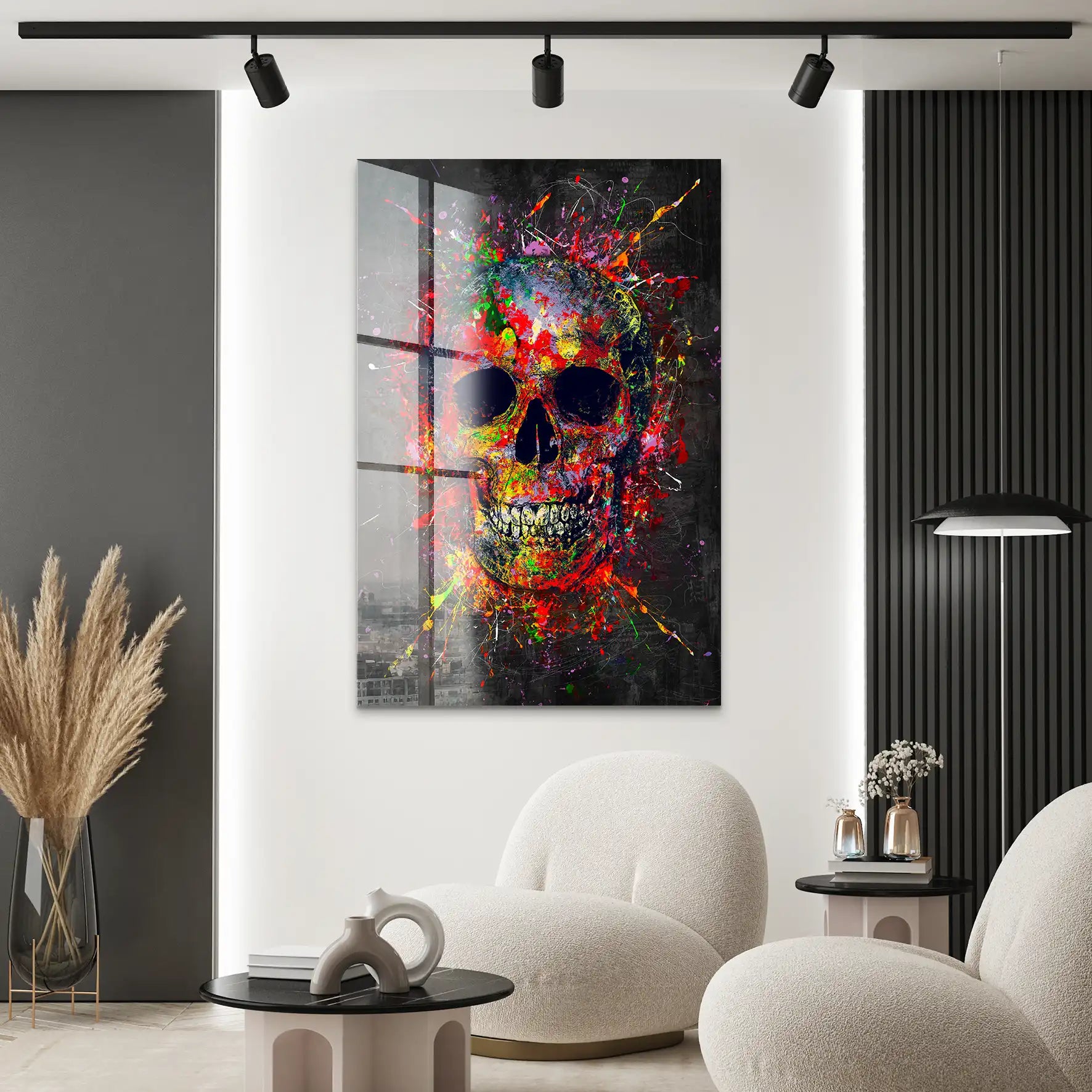 Totenkopf Abstrakt Art Acrylglas Bild INGALERIE