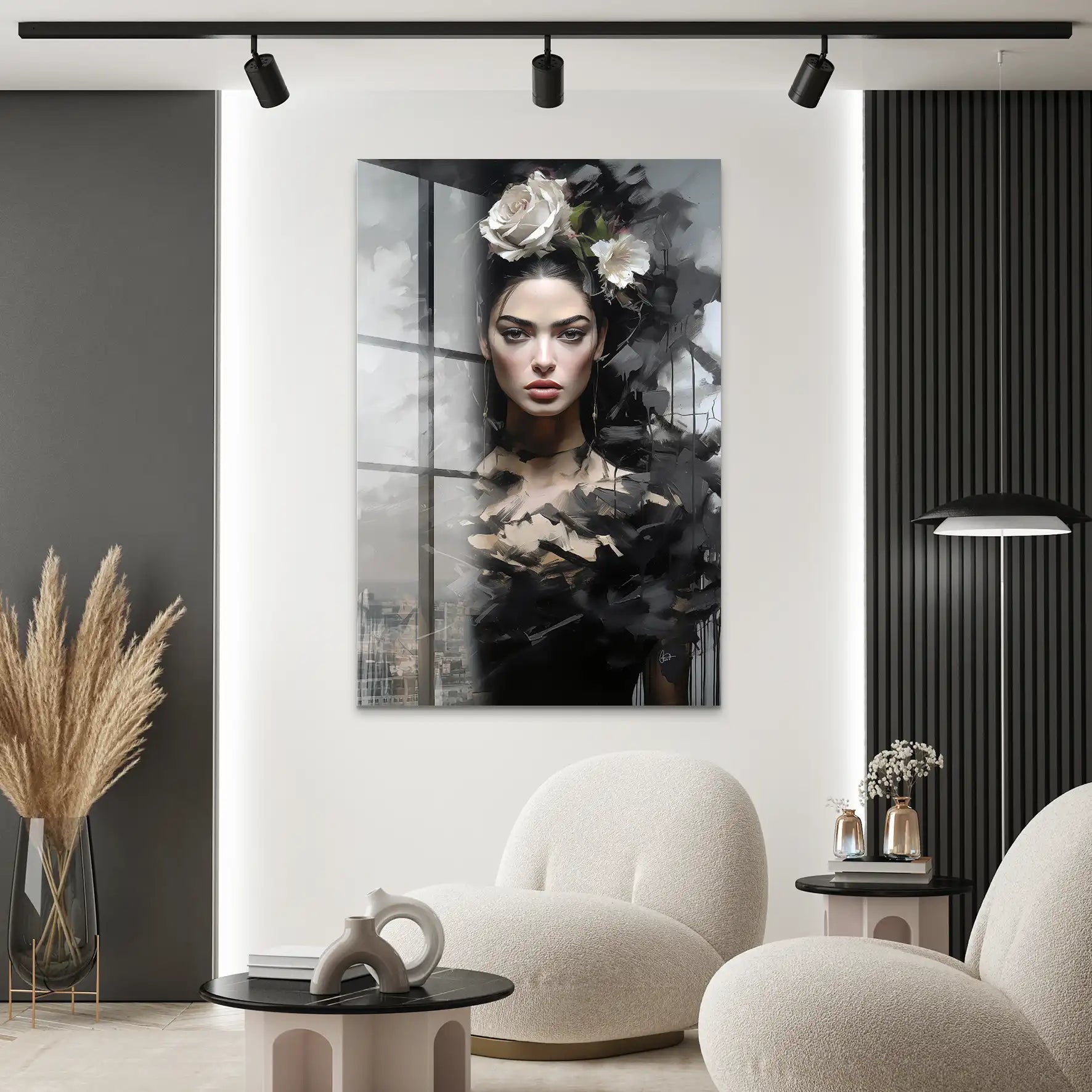 Frida Kahlo Black Art Acrylglas Bild INGALERIE