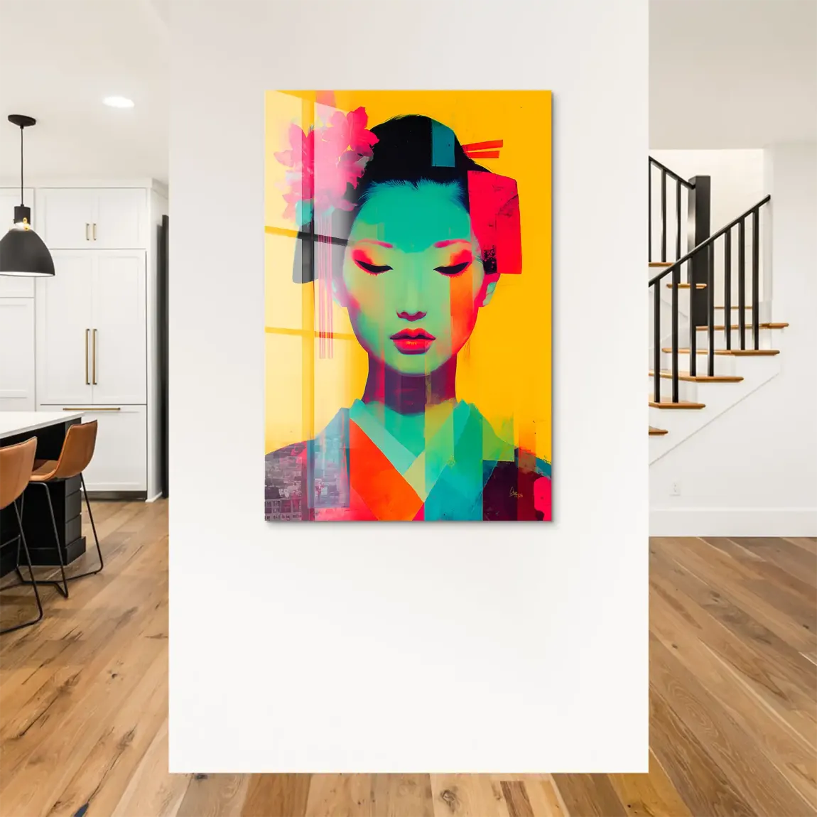 Geisha Neon Pop Acrylglas Bild