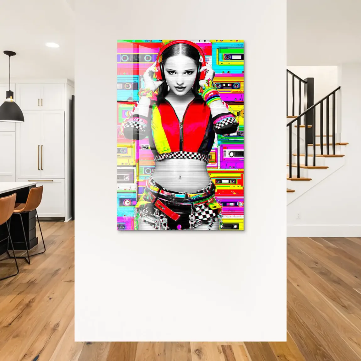 Retro DJ Girl Acrylglas Bild